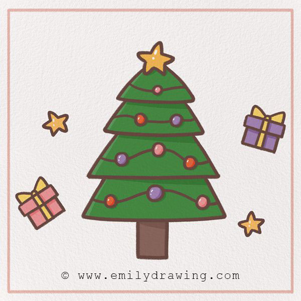 How To Draw A Simple Christmas Tree, Step by Step, Drawing Guide, by Dawn -  DragoArt