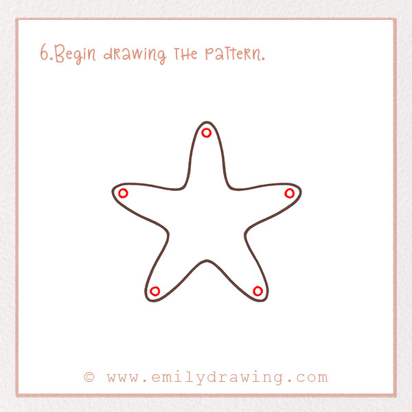 How to Draw a Starfish - Step 6 – Begin drawing the pattern.